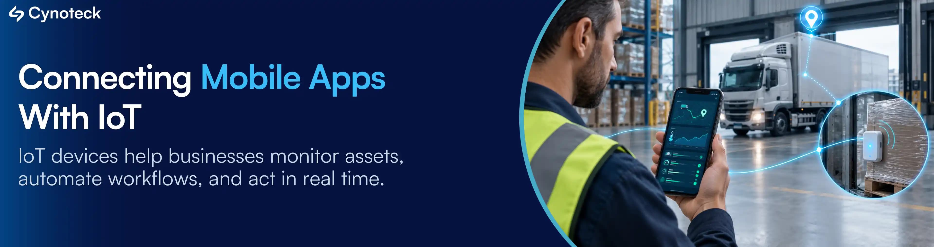 IoT mobile app monitoring connected logistics devices